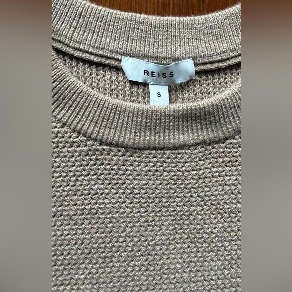 Reiss Redman Textured Tan Crewneck Sweater Size Small NWOT
